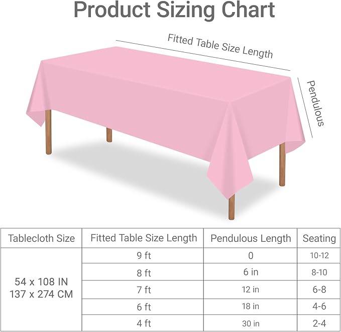 MRJ 3 Pack Pink Plastic Tablecloths for Rectangle Tables Disposable Table Cloth 54 x 108 Inch Waterproof for Girls Party Picnic Valentines