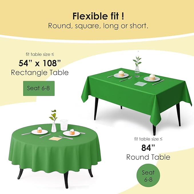 Craft And Party 12-Pack Hunter Green Plastic Tablecloths – 54 x 108 Inch Disposable Table Covers for Rectangle Tables, Heavy Duty & Waterproof for Parties, Events, Banquets, Hunter Green