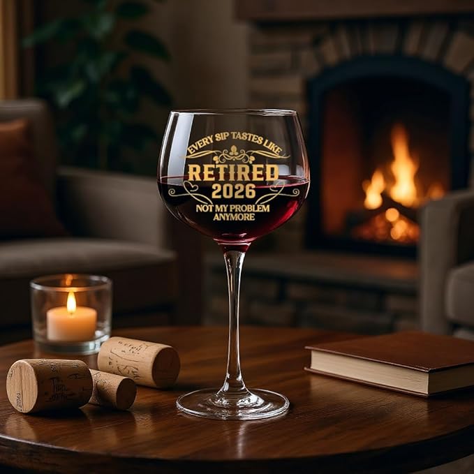 2026 Retirement Gifts for Women men,Funny Retirement Decorations，Retired Wine Glass For Women men 16 Oz, Farewell Card for Retired Woman.