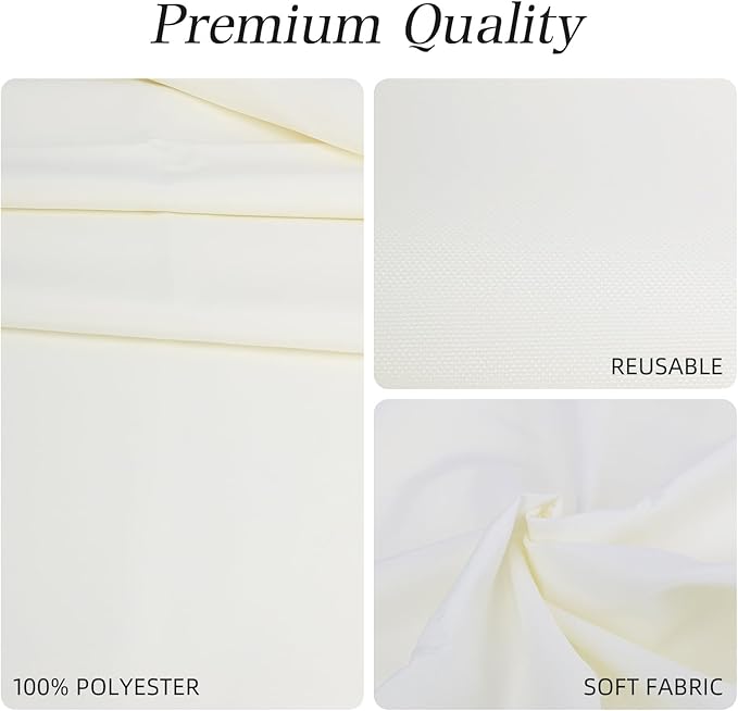 WIGENIUS 2 Pack Ivory Table Cloth Round Tablecloths 90 Inch,Polyester Table Cloth for 5 Foot Round Tables,Wrinkle Resistant Washable Fabric Table Covers for Party,Wedding Banquet