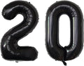 Number Balloons Black Party Balloon - Giant Number 20 Balloon, 40 Inch Large Balloon for 20th Birthday Decorations, Black Party Supplies for Men Women