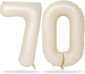 Beige Number 70 Birthday Balloons, 40 Inch Large Cream Foil Number 7 and 0 Balloons for Women, 70th Birthday Balloons White Sand for 70 Year Old Men Anniversary Birthday Party Decorations Supplies