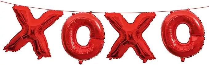 Soochat XOXO Balloons | Valentine Letters Mylar Foil Balloons - Bachelorette Parties Wedding Bridal Showers Photo Props Decorations Valentines Day Party Supplies (Red)