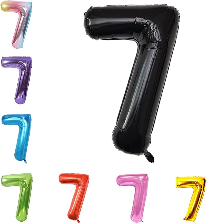 40 Inch Large Foil Helium Number Balloon Birthday Wedding Party 0-9 (Black, 7)