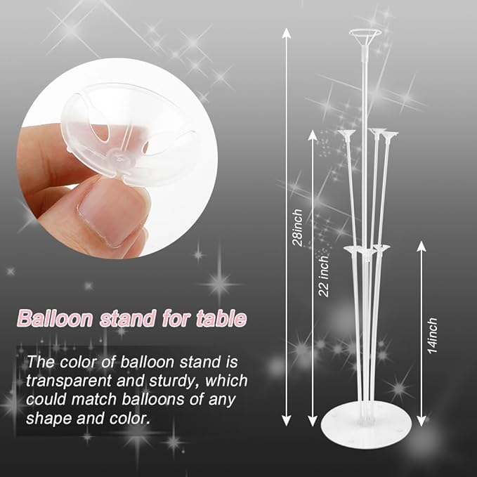 6 Sets Balloon Sticks with Base for Table Balloon Stand Kit Balloon Stands with Base for Floor Balloon Arch Stand with Base Balloon Stands for Table Baby Shower Birthday Wedding Party Decorations