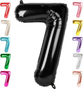 40 Inch Number 7 Balloon, Black Seven Birthday Decor, 7 17 27 70 Year Old Balloon Number for Engagement, Wedding, Graduations