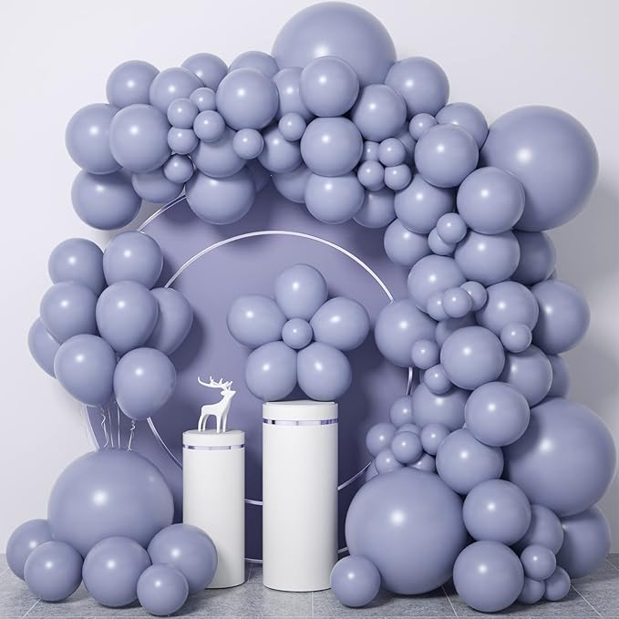 Retro Dusty Grayish Blue Balloons - Different Sizes 18, 12, 10, 5 inch Slate Blue, Periwinkle Latex Balloons for Birthdays, Wedding, Engagement and Gender Reveal