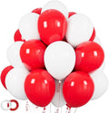 100pcs Red and White Balloons 12 Inch Thickened Latex Red White Balloons for Mother's Day Decoration Valentine's Day Birthday Wedding Mother's Day Christmas Party Decorations