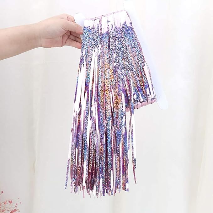 Glitter Pink Fringe Party Curtain - 6.5x9.8 feet, Pack of 2 | LILF Pink Tinsel Streamers Foil Fringe Backdrop Curtain with Non-Marking Tape for Birthday Bachelorette Party Decoration Photo Booth Props