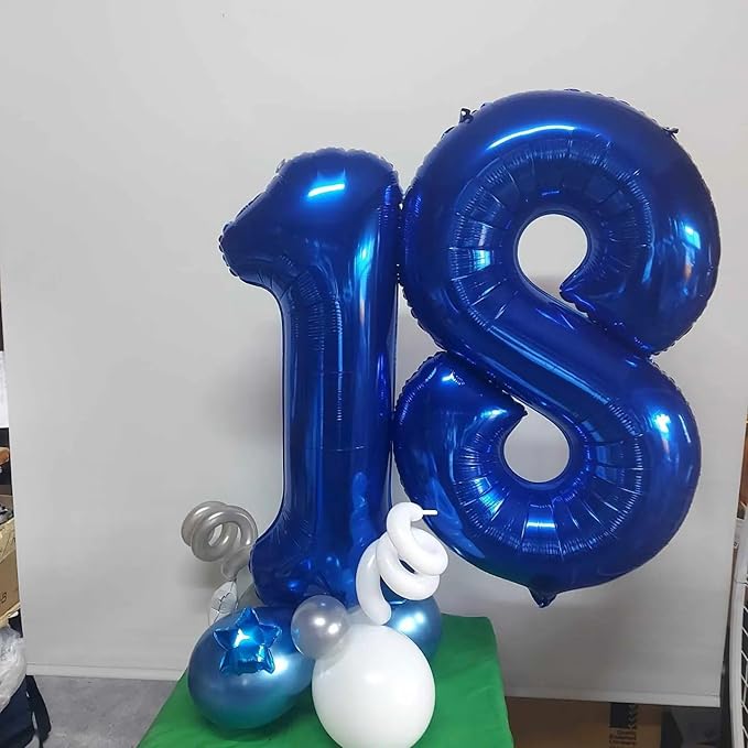 40 Balloon Number, Metallic Blue Number 40th Birthday Balloons 40 Inch, 40 Years Old Metallic Blue Birthday Decorations for Men Women, 40th Anniversary Decorations