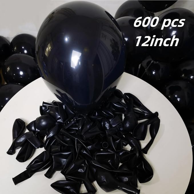 600 Pack Black Balloons - 12 Inch Black Latex Party Balloons - for Wedding, Birthday, Baby Shower, and More ZWZLIULIAN