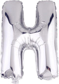 Glanzzeit 16 Inch Silver Foil Balloons Letters A to Z Numbers 0 to 9 for Prom Wedding Birthday Party Decor (Letter H)
