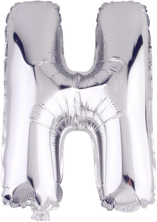 Glanzzeit 16 Inch Silver Foil Balloons Letters A to Z Numbers 0 to 9 for Prom Wedding Birthday Party Decor (Letter H)