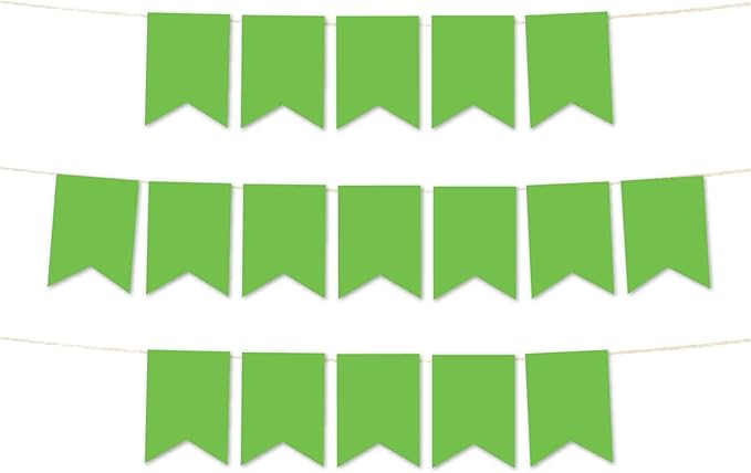 Andaz Press Hanging Pennant Banner with String, Kiwi Green, 1-Set, 24 Pennants, Approx. 12-Feet Long