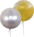 AZOWA 24 Inch Gold and Sliver Balloon 10 Large Latex Round Balloons for Party Wedding Birthday Baby Shower Decoration (Gold and Sliver, 10 Pcs)