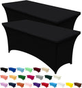 Utopia Kitchen Spandex Tablecloth 2 Pack [5FT, Black] Tight, Fitted, Washable and Wrinkle Resistant Stretch Table Cloth Rectangle Cover for Trade Show, Weddings & Parties [60Lx30Wx30H Inch]