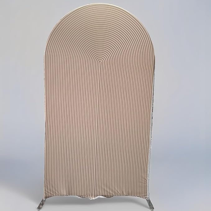 HUAYI Light Tan Ripples Pattern Arch Backdrop Cover for Birthday Party Wedding Baby Shower Decorations Chiara Backdrops Arched Wall Frame Stands Covers Props GP-454 2.5ft * 6ft