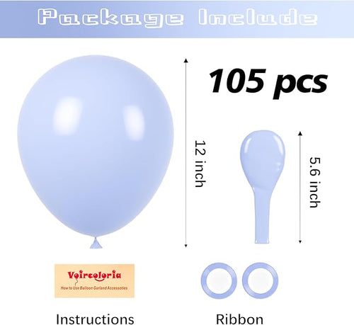 105pcs Dusty Blue Balloons 12inch Party Latex Balloons for Boys Girls Birthday Baby Shower Gender Reveal Wedding Sunflower Party Decorations
