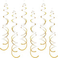 30 Pieces Gold Hanging Swirl Decorations Sparkle Golden Plastic Streamers Ceiling Decorations Wedding Bachelorette Baby Shower Birthday Party Anniversary Graduation Christmas New Year Decorations