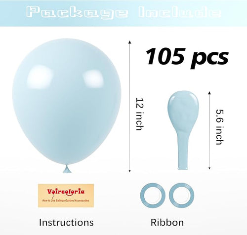 105pcs Pale Aqua Balloons 12inch Party Latex Balloons for Boys Girls Birthday Baby Shower Gender Reveal Wedding Sunflower Party Decorations