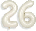SUWEN 40 Inch Large Cream White 26 Balloon Numbers Big Foil Helium Number Balloons 0-9 Jumbo Happy 26th Mylar Birthday Party Decorations for Women or Men 62 Anniversary Party Supplies