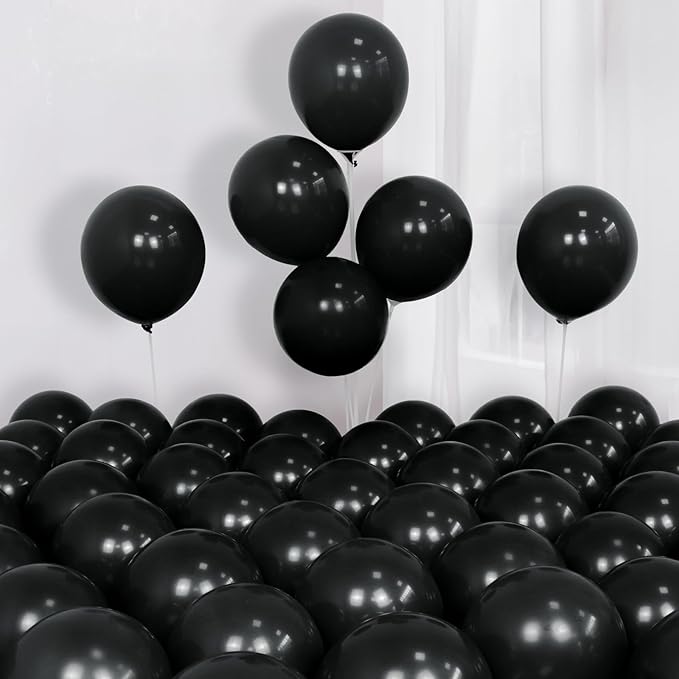 Black and Silver Balloons Garland Arch Kit 144pcs 18/12/10/5inch Black and Metallic Silver Latex Balloons for Birthday Graduation Wedding Retirement Anniversary Baby Shower New Years Party Decorations
