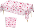 Valentines Tablecloth, 2 Pack Valentines Day Tablecloth, Valentines Day Decorations, 54x108 Inch Heart Valentines Table Cloth Valentine's Day Rectangle Table Cover for Valentine Anniversary Wedding