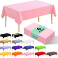 6 Pack Premium Disposable Plastic Tablecloth 54" x 108" Party Table Cloths Disposable for 6 to 8 Foot Tables Indoor or Outdoor Parties Birthdays Weddings Christmas Anniversary Buffet Table (Pink)