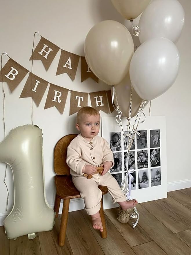 Number Balloons 1, 40 Inch One Balloons for 1st Birthday Girl Boy 1 11 21 Party Decorations Baby Shower Photo Shoot, Cream White 1 Balloon