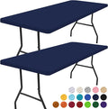 Smiry 2 Pack Rectangle Picnic Table Cloth, Waterproof Elastic Fitted Tablecloths, Washable Polyester Rectangular Patio Table Cover for Camping, Indoor and Outdoor (Navy, 30"x48")