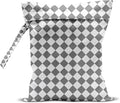 Wet Bag, Wet Dry Bag, Waterproof Swim Bags, Machine Washable Reusable Bags for Beach, Pool, Diapers, and Dirty Yoga Gym Clothes(Gray Small Diamond Pattern)