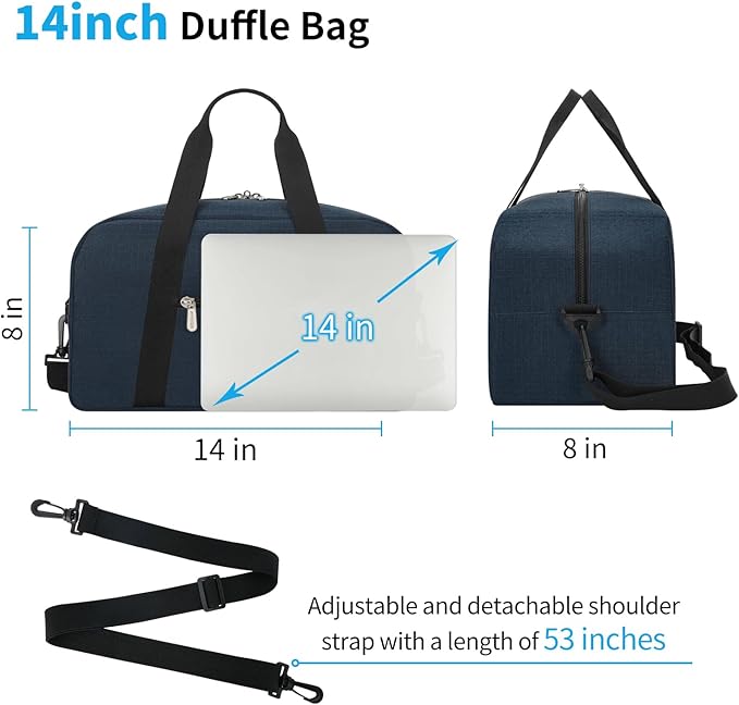 Apenze Small Gym Bag 14 inch lightweight Carry On Mini Duffel Bag for Travel Sport - Navy Blue