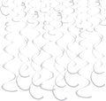 Sliver Ceiling Swirl Foil Decorations Hanging Plastic Streamer Themed Swirl Party for Graduation Celebration, Pack of 28