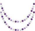 Boao 2 Pieces Wool Felt Ball Garland Colorful Pom Pom Garland Handmade 6.5 Feet Long 24 Balls Felt Banner for Wall Christmas Tree Decoration (Purple,White)