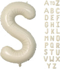 Biapian 40 Inch Letter S Balloons, Giant Cream S Foil Balloon, Big Single Alphabet A-Z Balloons, Beige Large Aluminum S Balloons Helium for Birthday, Baby Shower, Wedding, Anniversary Party Decoration