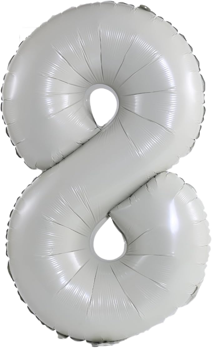 YPSelected 32 Inch Large Foil Helium Number Balloon Birthday Wedding Party 0-9 (Ivory, 8)