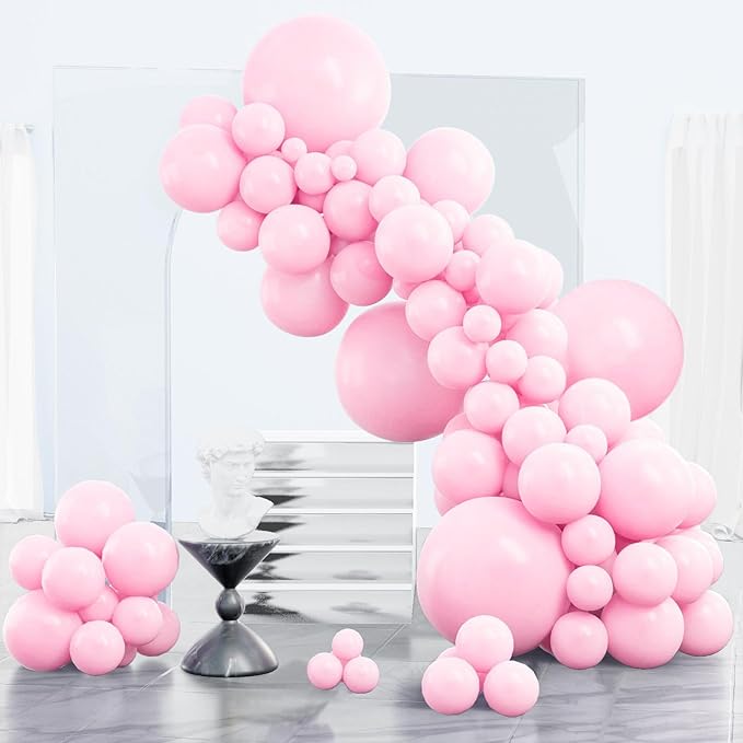 PartyWoo Baby Pink Balloons 152 pcs Different Sizes of 18 12 10 5 Inch Pastel Pale Light Pink Balloons Arch Kit Garland for Baby Shower Gender Reveal Birthday Princess Party Decorations Pink-Q05