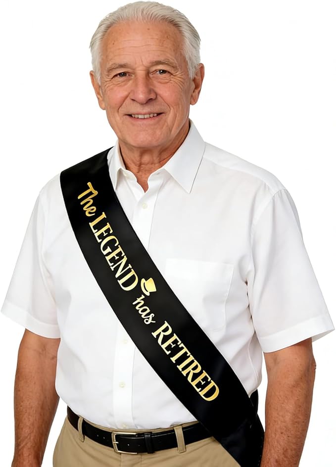 meleg otthon The Legend has Retired Sash, Black and Gold Foil Retirement Sash with Oversized Safety Pin for Men, Suitable for Retirement Party, Events and Decorations