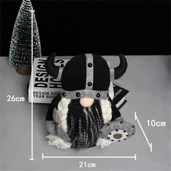 Halloween Special - Viking Warrior Gnome Doll, Fall Farmhouse Gnome Plush Decor Indoor, Nordic Gnomes Decorations for Home, Handcrafed Cute Scandinavian Style Gnomes for Kitchen Table Ornaments (D)