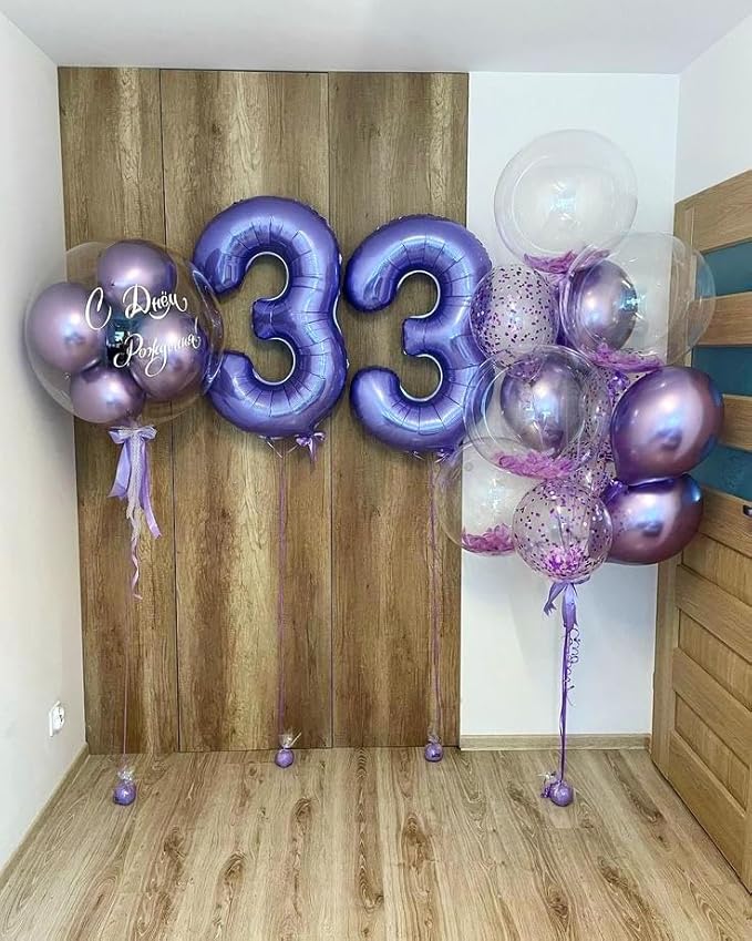 40 Inch Number Balloons, Purple Balloons 13th Birthday Decoration For Woman Man, Foil Number 13 Ballon for 13, 31 Anniversary, Bridal Shower, Graduation, Wedding, New Year, Valentine's Day