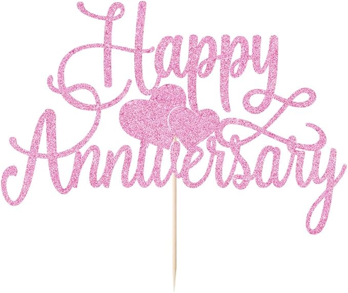 Kaoenla powder Glitter Happy Anniversary Cake Topper - Company Anniversary,Wedding Wedding Anniversary,Birthday Party Decoration Selected decorativeSupplies (powder)
