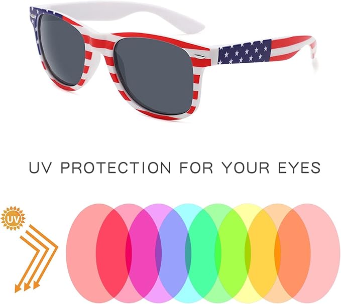 YQVIE Bulk American Flag Sunglasses for Adult Retro Independence Day Glasses UV400 Protection