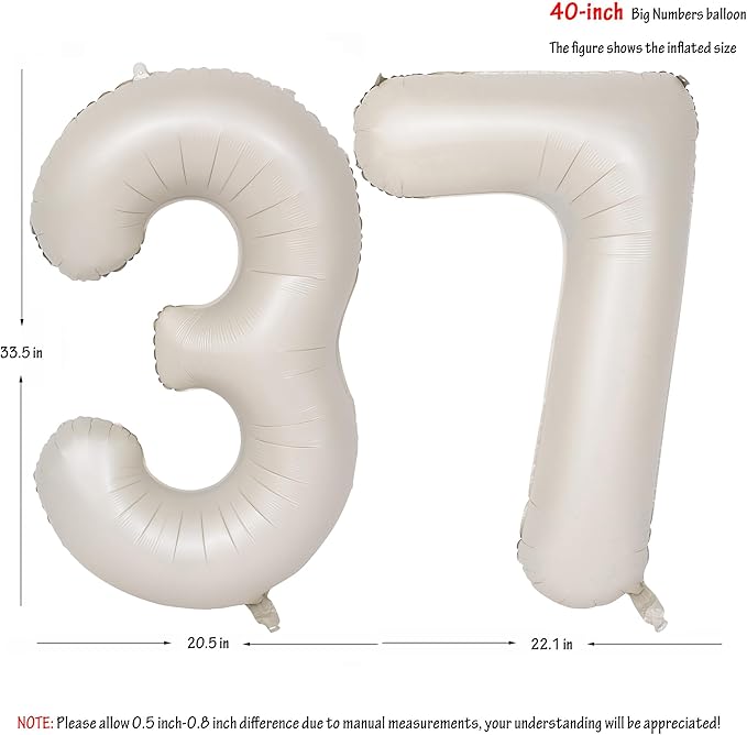 40 In Cream white Number Balloons Helium Foil Mylar Balloon Birthday Party banquet Decoration Digital 37