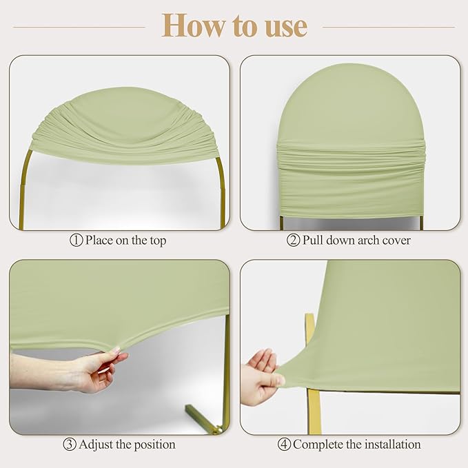 Ledido Wedding Arch Backdrop Cover 6FT Arch Covers Fitted Stretchy Spandex Round Top Stand Backdrop Cover for Wedding Banquet Ceremony Birthday Party Baby Shower Event Decoration,Sage Green