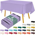 Disposable Plastic Tablecloth 54x108 Inch Rectangle - Lavender, 4 Pack Waterproof & Tear-Resistant Party Table Cover for Dining, Picnic, Crafts, Holiday Decor