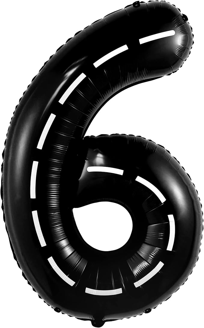KatchOn, Giant Black Number 6 Balloon - 40 Inch | Hot Wheels 6th Birthday Balloon, 6th Road Birthdays Decorations | Hot Wheels Balloons for Hot Wheels 6th Birthday Decorations | 6 Number Balloons