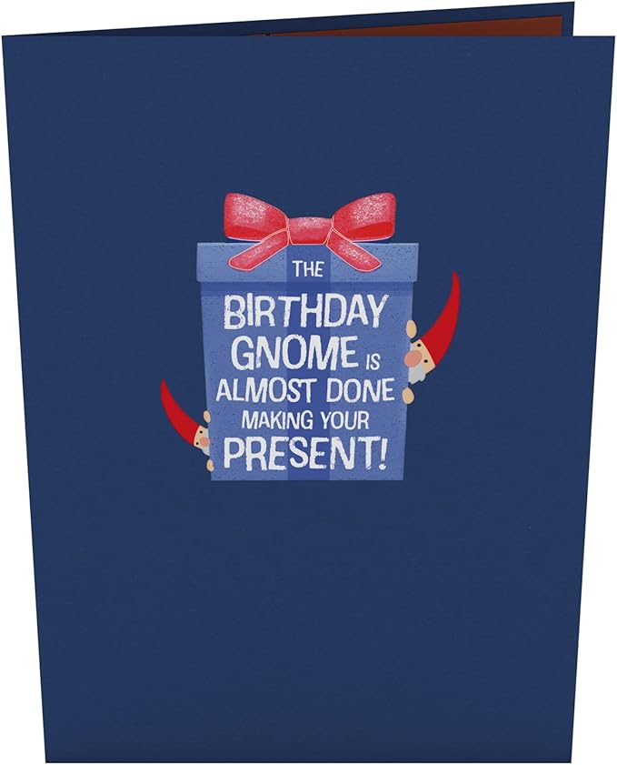 Lovepop Happy Birthday Pop-Up Card for Her and Him- 3D Humor Birthday Greeting Cards for Boys, Girls, Men, Women - Almost Done - 5" x 7" Gnome Card - Blank Note Card & Envelope Included