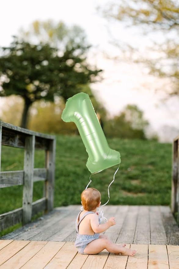 40 Inch Number 7 Balloon, Olive Green Seven Birthday Decor, 7 17 27 70 Year Old Balloon Number for Engagement, Wedding, Graduations