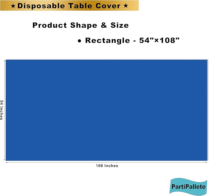 3-Pack Premium Plastic Dark Royal Blue Tablecloth Disposable 54" x 108" Rectangle Table Cover PEVA Party Sapphire Ocean Blue Table Cloths for Parties Birthday Wedding Picnic Banquet