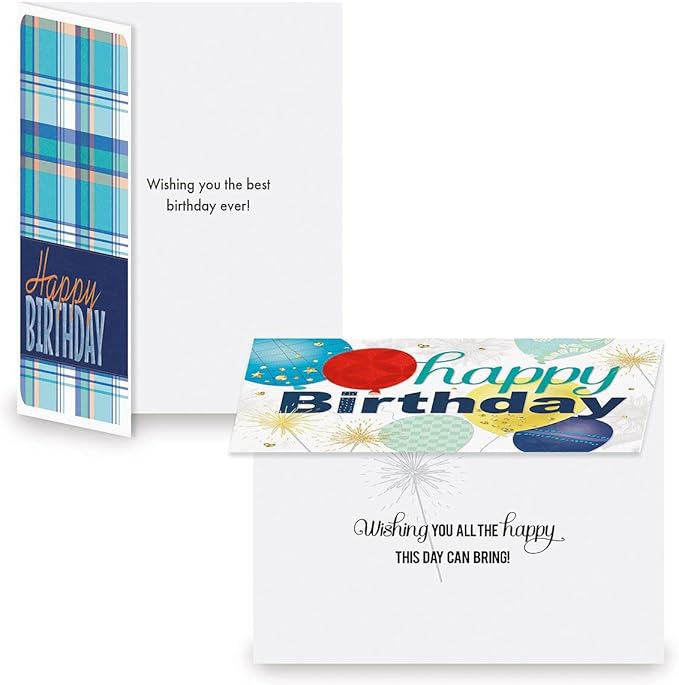 Current For Him Birthday Greeting Cards Value Pack - Set of 20, 10 Unique Designs, Large 5 x 7 Inch Cards, Sentiments Inside, Envelopes Included